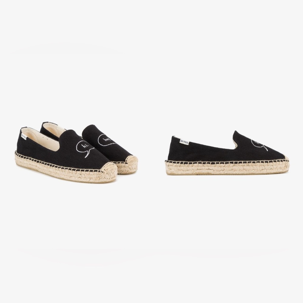 Soludos x Ashkhan Black Espadrille Slides- Hey! Hi!